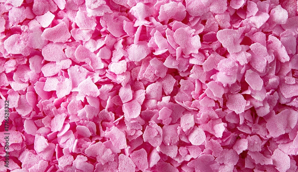 Fototapeta premium Pink sprinkles background, colorful candy confetti texture. Background for design of cake and sweets. Colorful sprinkled dust backdrop. Top view. , close-up shooting, 4k, ultra realism