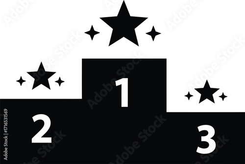 Vector podium with stars for first second and third place victory award