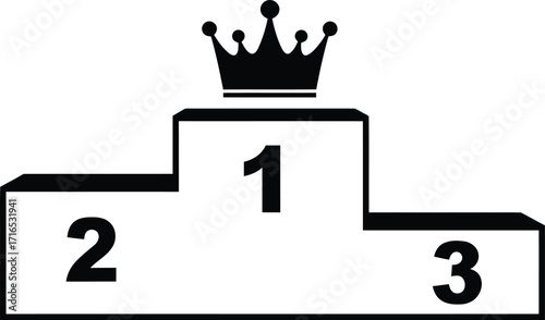 Winner's podium vector illustration with crown number one first place award sport symbol