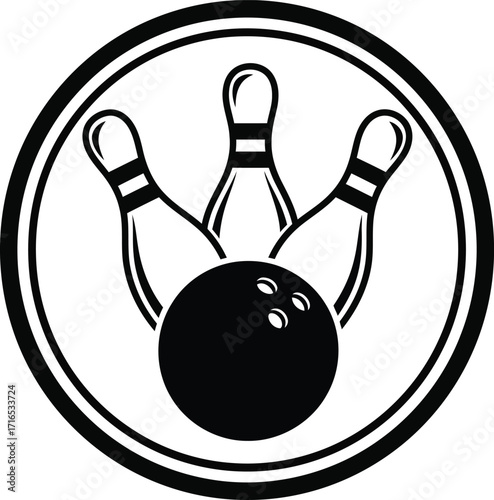 Bowling ball and pins vector illustration sports game icon scalable eps graphic