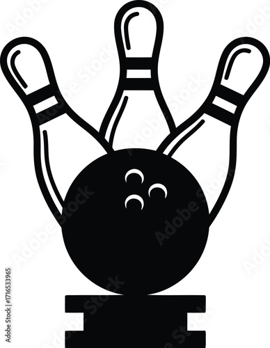 Bowling ball striking pins silhouette vector graphic scalable eps icon