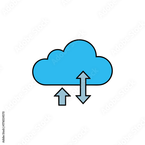 Cloud server backup icon logo flat vector design