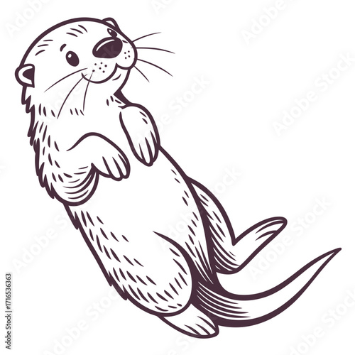 Playful Otter Illustration A Charming Cartoon Depiction of a River Mammal