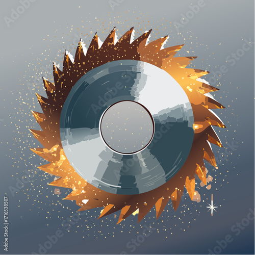 spinning saw blade mosaic with noisy edges and dynamic motion