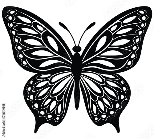 Black and white butterfly tattoo vector design