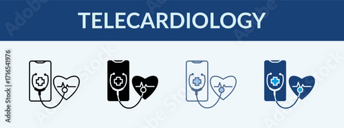 Telecardiology Multiple Style Icon Collection