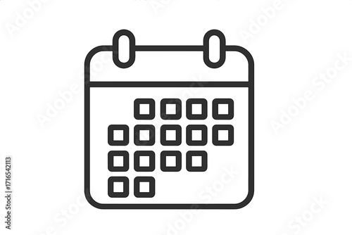 Calendar line icon for schedule, date, and time management. Planning, event, and appointment reminder symbol. Agenda or deadline pictogram for web and mobile app UI. Vector.