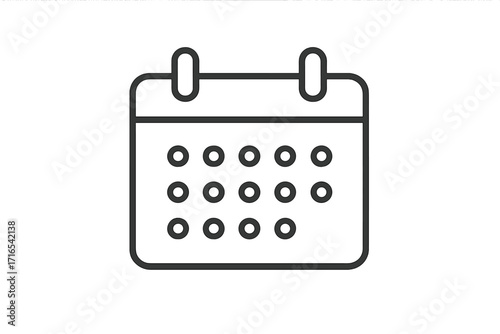 Calendar flat line icon. Thin outline pictogram for web design, mobile app. Date, time, schedule, planner symbol. Business appointment, event reminder. Vector agenda, deadline sign.