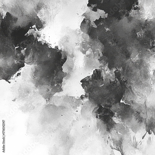 Abstract grayscale watercolor blots