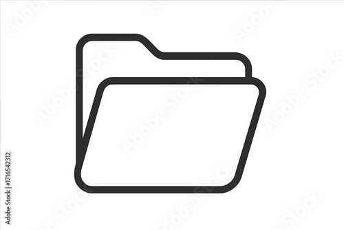 Folder icon vector illustration. Simple line art symbol for file, document, data storage, and organization. Minimalist design for business, office, web, UI, UX interface.