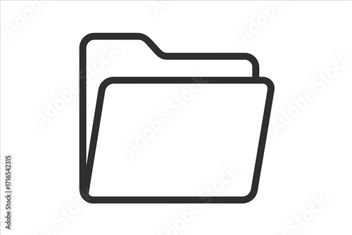 Folder icon vector. File document storage symbol. Simple line art illustration for business data organization. Office information archive sign. Minimalist pictogram for web UI.