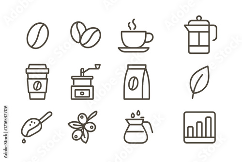 Minimalistic photo camera line icon set, editable stroke vector illustration with linear pictograms for app design, cards, banners, social media posts, transparent background