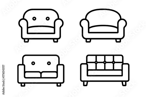 Sofa concept icon set. Modern sofa line symbols collection in trendy flat style for websites, online stores, internet shops, flyers, and books. Premium quality furniture icons 2