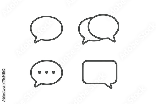 Speech Bubble Outline Web Line Icons Collection, Editable Stroke, Minimalistic Linear Pictogram for Cards, Apps, Banners, Social Media Posts, Chat and Conversation Design Vector