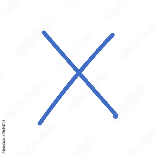 手書きの青いバツやＸの文字 - シンプルな不正解の記号･ばってん･クロスマークのデザイン素材