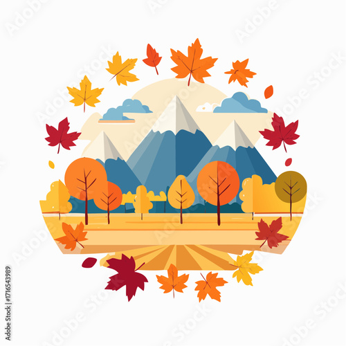 Flat Style Fall Season Background Illustration