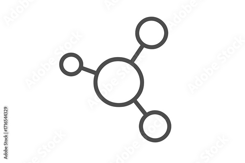 Molecule icon vector. Network connection symbol. Business data sharing hub. Abstract communication structure. Flat line art illustration. Tech logo science concept graphic.
