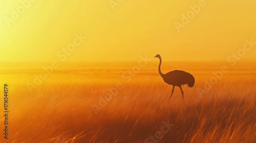 Ostrich silhouette sunrise