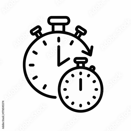 Two stopwatches symbolize the passage of time and the urgency of deadlines.