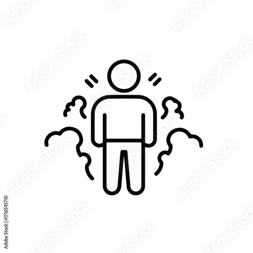 Person overwhelmed by strong emotions or intense heat, surrounded by abstract energy.