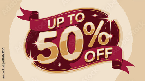Grab incredible savings with this eye-catching up to 50% off sale banner, perfect for driving customer excitement and boosting retail promotions instantly