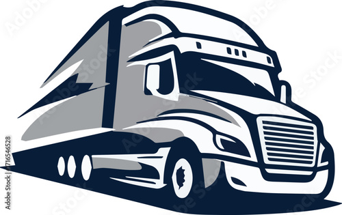 Modern semi truck illustration with sleek design and white background