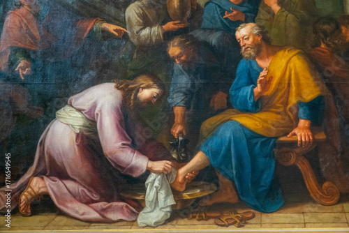 Photography Painting (19th century) of Jesus Christ washing the Feet of the Apostles