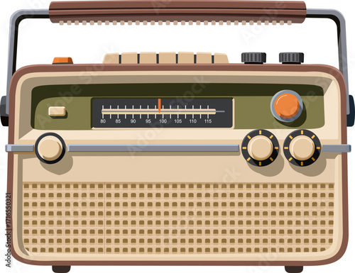 Vector illustration of Vintage radio showcasing classic design and timeless appeal in a nostalgic setting for music enthusiasts