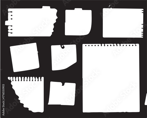 Collection of torn paper pieces notebook sheets and notepads ideal for design projects needing a distressed grunge or vintage aesthetic