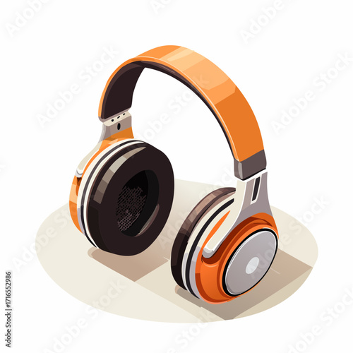 Vibrant Orange Headphones Isolated on White Background for Music Lovers