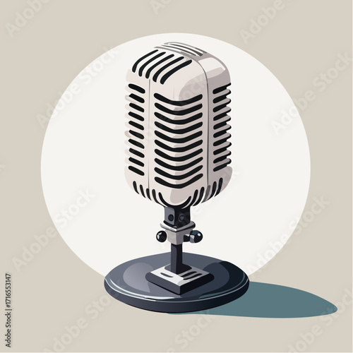 Classic Microphone Design Vintage Style for Podcasts, Recording, and Broadcasting