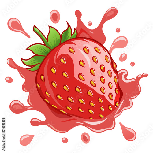 Fresh Strawberry Splash Illustration - Vector Design 
