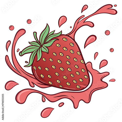 Fresh Strawberry Splash Illustration - Vector Design 