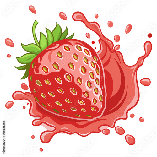 Fresh Strawberry Splash Illustration - Vector Design 
