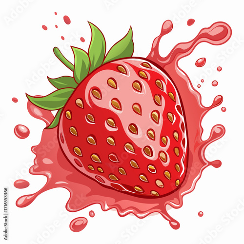 Fresh Strawberry Splash Illustration - Vector Design 