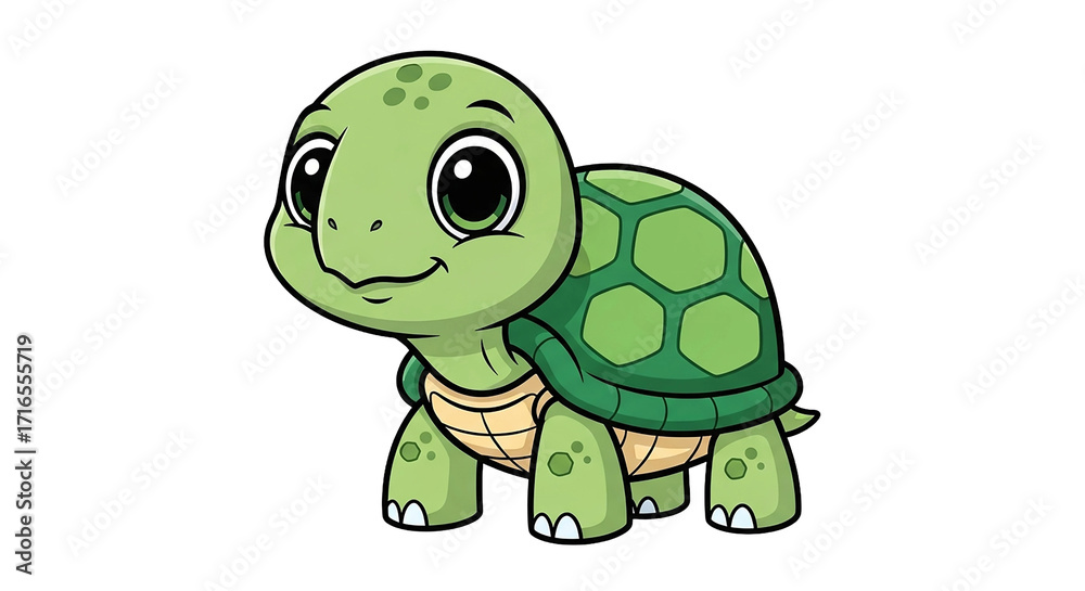 Fototapeta premium Cartoon turtle isolated on transparent background with a happy and friendly expression