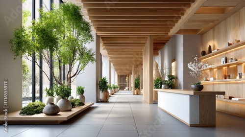 Modern japanese style lobby interior