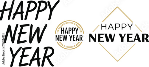 Elegant Happy New Year Typography Design Celebrating Festive Season Greetings