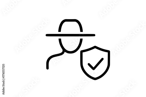 User Account Security and Privacy Line Icon with Shield
