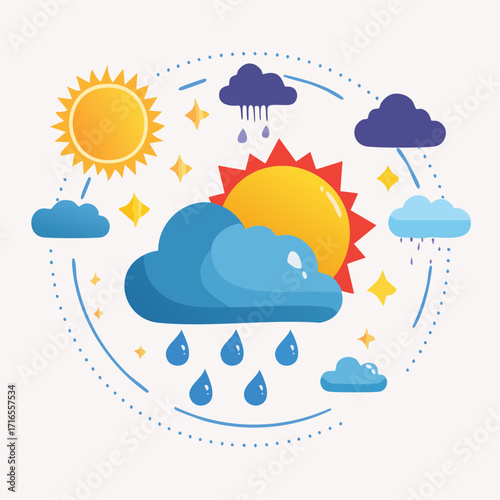 Seasonal Weather Infographic Icon Set
