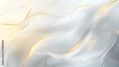 White background with golden lines, light gray and white marble texture, shiny, luxurious, vector illustration, simple design, high resolution, no shadows