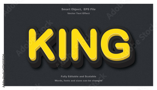 King text effect rich, elegant, legendary typography design.