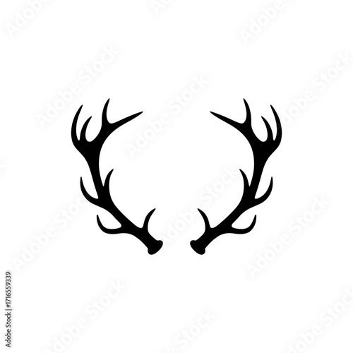Reindeer antlers silhouette vector flat illustration design.