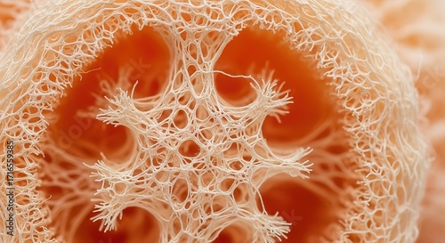 Intricate Luffa Sponge Interior: A Macro View of Natural Fibers