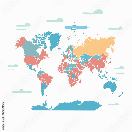 Modern Business World Map Vector Background