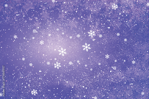 Blue grunge Christmas background, Christmas wishes background, Winter Snowfall Christmas background, Flying snow flakes and stars on winter blue background. snowflake template. Vector illustration.