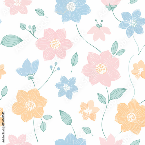 Seamless Pastel Flower Background Design