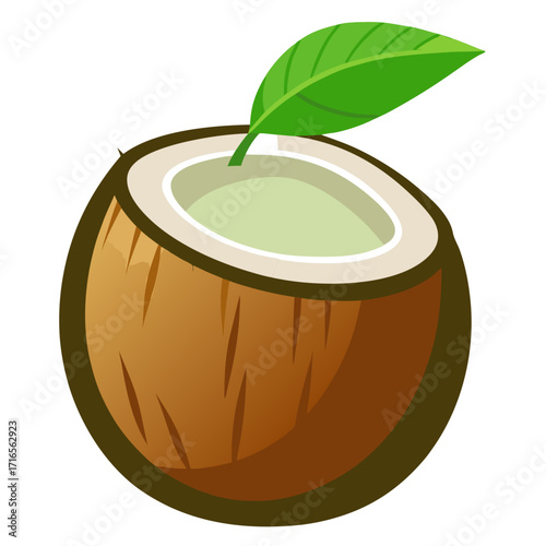 Fresh tropical vibes with a vibrant coconut half illustration, perfect for summer promotions, healthy lifestyle blogs, and exotic food packaging, bringing sunshine to your project