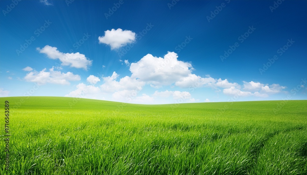 Obraz premium Meadow And The Beautiful Blue Sky