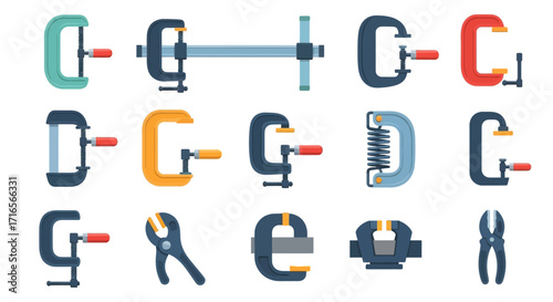 Assortment of Various Metal and Plastic Clamping Tools.